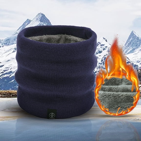 Duoif Neck Warmer, Winter Woolen Collar Warm Women Ski Scarf Cold Weather Men Knit Bib Double Bib Scarf for Men Navy