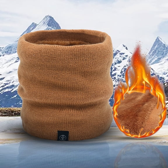 Duoif Neck Warmer, Winter Woolen Collar Warm Women Ski Scarf Cold Weather Men Knit Bib Double Bib Scarf for Men Orange