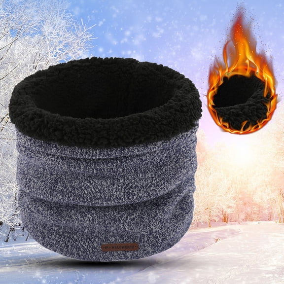 Duoif Neck Warmer, Winter Woolen Collar Warm Women Ski Scarf Cold Weather Men Knit Bib Double Bib Scarf for Women Blue