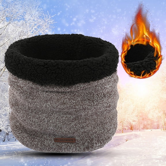 Duoif Neck Warmer, Winter Woolen Collar Warm Women Ski Scarf Cold Weather Men Knit Bib Double Bib Scarf for Women Khaki