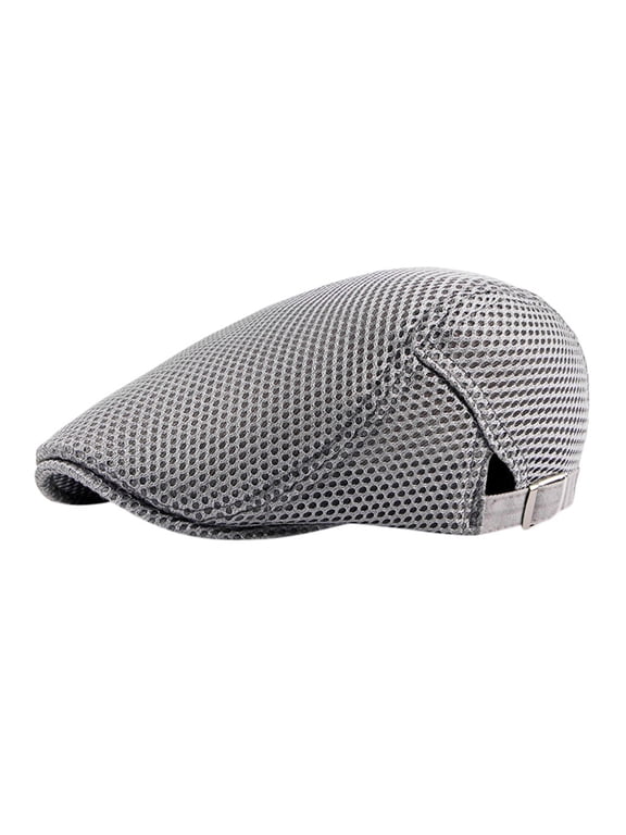 Newsboy Hats for Men, Men Breathable Mesh Summer Hat Newsboy Beret Cap Cabbie Flat Cap Cabbie Beret Hats for Men Grey