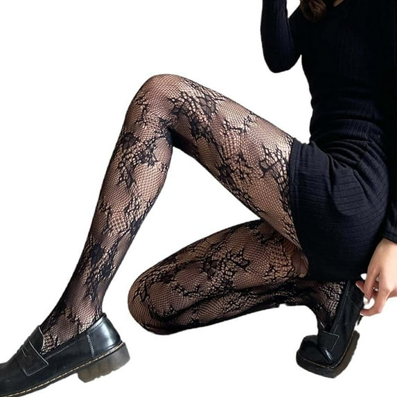 Duoif Pantyhose for Women Pantyhose Size Tights Stockings Pattern Ribbon Seggings Floral Print Women's Tights for Women Black