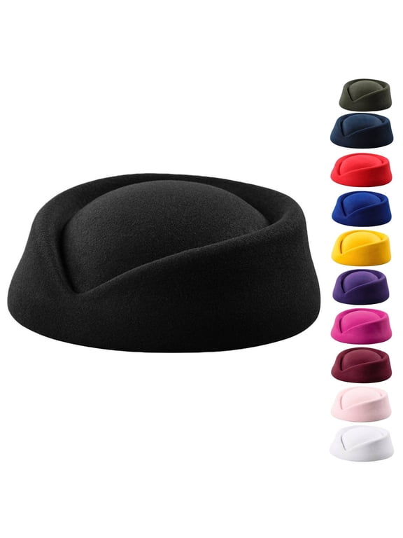 Pillbox Hat, Cocktail Fascinator Base Cap Air Hostesses Church Hats for Women Sweet Wine