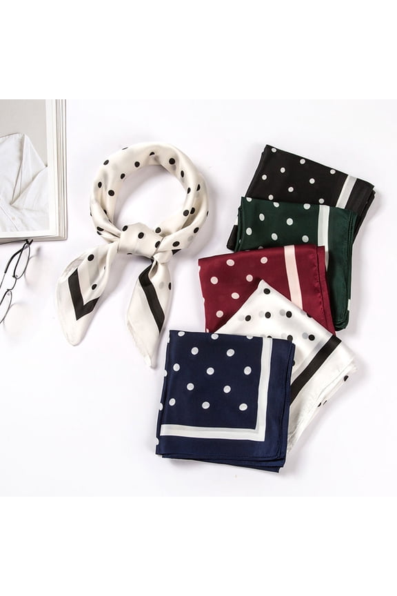Polka Dot Scarf, Square Scarf, Neck Scarf, Women's Scarf, Kerchief White