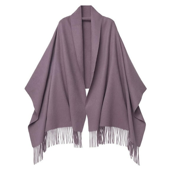 Duoif Poncho Shawl, Wool Scarf 80''*27'' Ladies Scarfs Box Pashmina Shawls and Thick Oversized Scarf Winter Shawl Wraps for Women Purple