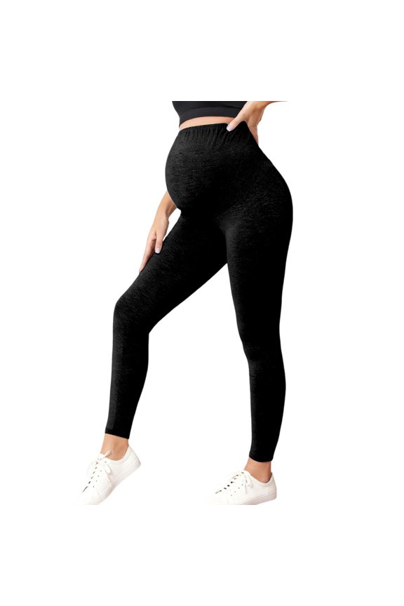 Pregnancy Yoga Pants High Waisted Leggings Compression Pants Maternity Workout Leggings Womens Bottoms Black L