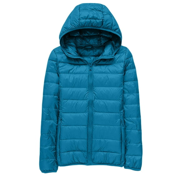 Duoif Puffer Jacket Womens Plus Size Feather Lightweight down Jackets Packable Solid Color Puffer Coats with Storage Bag Winter Jackets for Women Blue XXXL