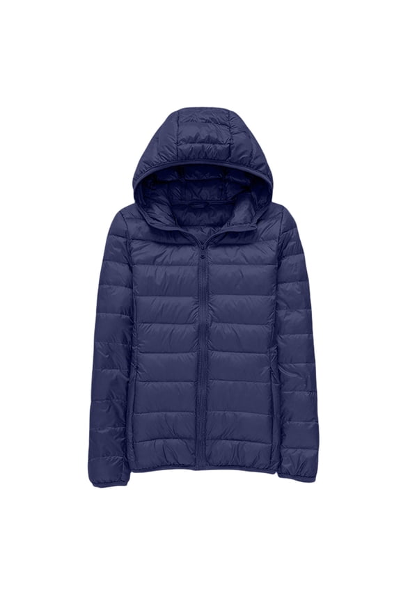 Puffer Jacket Womens Plus Size Feather Lightweight down Jackets Packable Solid Color Puffer Coats with Storage Bag Winter Jackets for Women Navy XXXXXXL