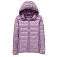 thumbnail image 1 of Duoif Puffer Jacket Womens Plus Size Feather Lightweight down Jackets Packable Solid Color Puffer Coats with Storage Bag Winter Jackets for Women Purple1 XXXXXXXXL, 1 of 3