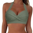 thumbnail image 1 of Duoif Push up Bikini Top, Women Swimwear Tops Underwire Full Coverage Bikini Top up Swim Crop Top Tie Back Bathing Suit Top Womens Bikini Army Green L, 1 of 4
