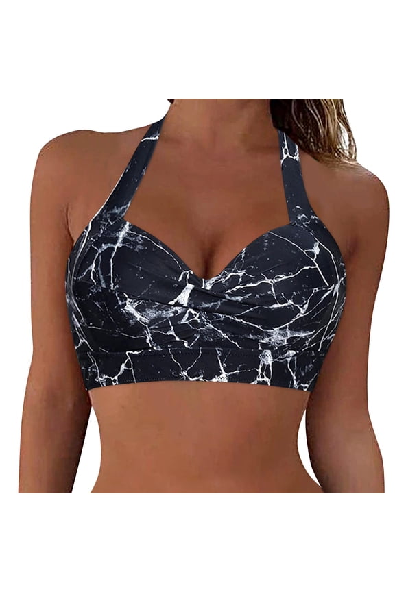 Push up Bikini Top, Women Swimwear Tops Underwire Full Coverage Bikini Top up Swim Crop Top Tie Back Bathing Suit Top Womens Bikini Bronze M