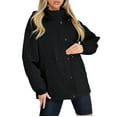 thumbnail image 1 of Duoif Rain Jacket Women, Raincoat Women Long Trench Coats Lined Windbreaker Travel Lightweight Jackets for Women Black XXL, 1 of 9