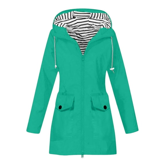 Duoif Rain Jacket Women, Women's Autumn and Winter Windbreaker Outdoor Mountaineering Suit Jacket Lightweight Raincoat Jackets for Women Green XXL
