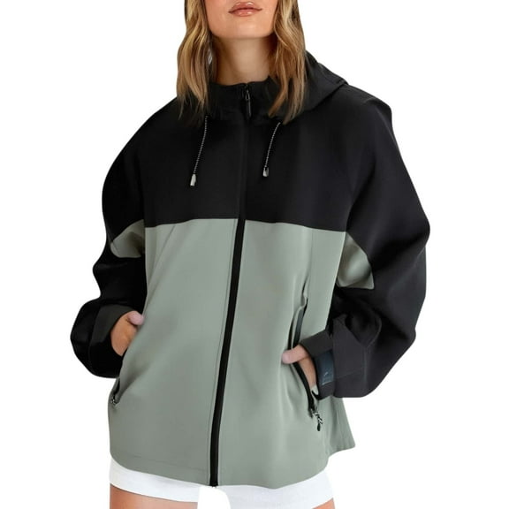 Duoif Rain Jacket Women, Women's Spring and Autumn Hooded Outdoor Windproof and Mountaineering Jacket Thin Jackets for Women Green S