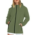 thumbnail image 1 of Duoif Rain Jacket Women, Women's Thin Charge Jacket Overcoat Cardigan Standing Collar Jacket Travel Camping Jackets for Women Green L, 1 of 4
