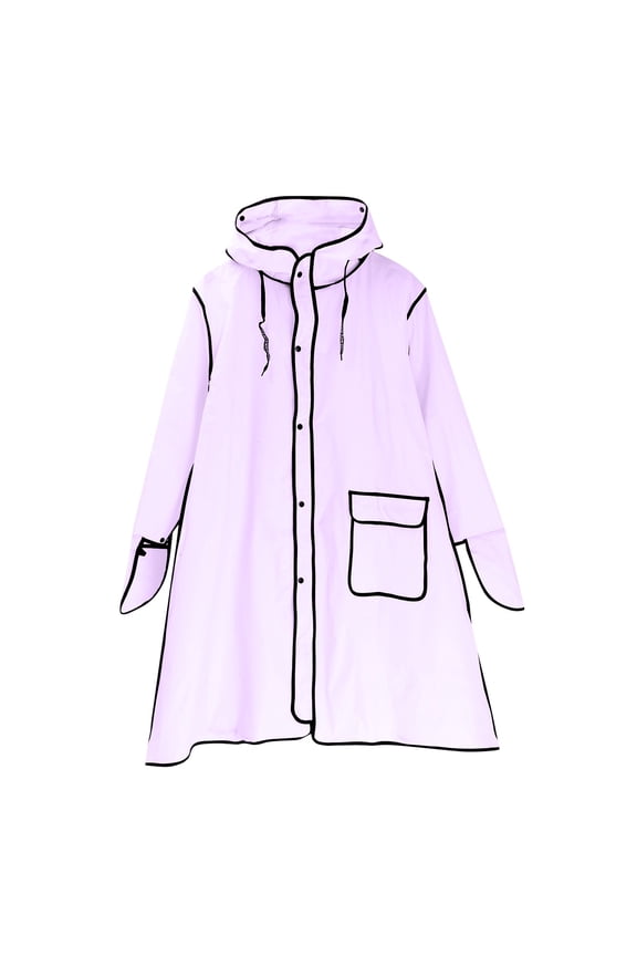 Rain Ponchos for Adults, Men'S and Women's Oversized Loose Windbreakers with Extended and Thickened and Windproof Straps Wrist Ponchos Adult Purple M