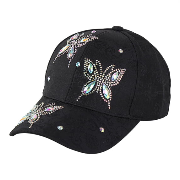 Duoif Rhinestone Baseball Caps for Women Men Sequins Casual Sports Cap Rhinestone Hat Sequin Hat
