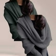 thumbnail image 1 of Duoif Scarf Shawl Wraps for Women Wrap Sweater Knitted Cable Wrap Cropped Sweater Womens Wrap Sweater Scarf with Sleeves Womens Solid Color Shawl E, 1 of 5