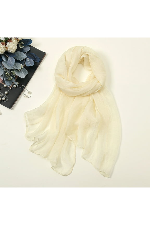 Scarves for Women Lightweight Women Summer Casual Colorful Multicolor Solid Color Chiffon Thin Regular Silk Scarf Womens Scarves Beige