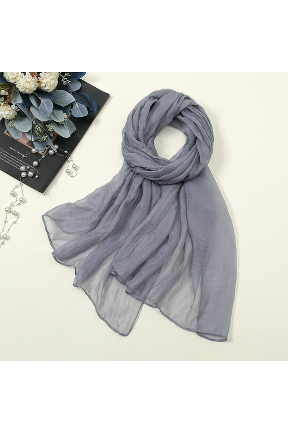 Scarves for Women Lightweight Women Summer Casual Colorful Multicolor Solid Color Chiffon Thin Regular Silk Scarf Womens Scarves Grey