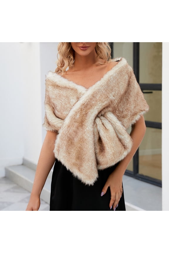 Shawl for Formal Dress Women Winter Faux Superficial Knowledge Scarf Wrap Collar Shruging for Lady Poncho for Wedding Dinner Party Bridal Shawl Khaki