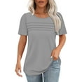 thumbnail image 1 of Duoif Shirts for Women, Women's T Shirt Short Sleeve Formal Casual Shirt Summer Clothing Flowing Creases Front Round Neck Summer Tops Dark Gray XXXL, 1 of 5