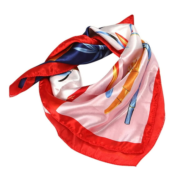 Duoif Silk Scarf for Women Protective Headband Wrap Scarf Sets– Women Multi-Purpose Coverage Bandana Gift Scarf Neckerchief Satin Scarf Red 50X50