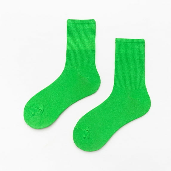Duoif Socks for Women, Women's Solid Color Medium Tube Socks Light and Thin Spring and Summer Colored Multi Colored Four Season Soft Socks Womens Socks Green