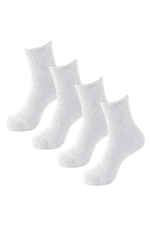 Socks for Women Fuzzy Socks 2 Pairs Cozy Slipper Socks Casual Socks for Men Winter Warm Soft Cabin Stocking Comfy Sleep Socks Mens Socks White
