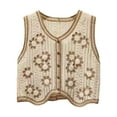 thumbnail image 1 of Duoif Sweater Vest Women, Women's Knitted Vest Sleeveless V Neck Cardigan Button Printed Short Vest Womens Vest Khaki, 1 of 8