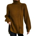 thumbnail image 1 of Duoif Sweaters for Women Trendy Autumn and Winter Fashion Solid Color Knit Sweater Medium Long Shoulder Sleeve High Lapel Split Sweater Pullover Sweater Women's Sweaters Womens Tops A L, 1 of 5
