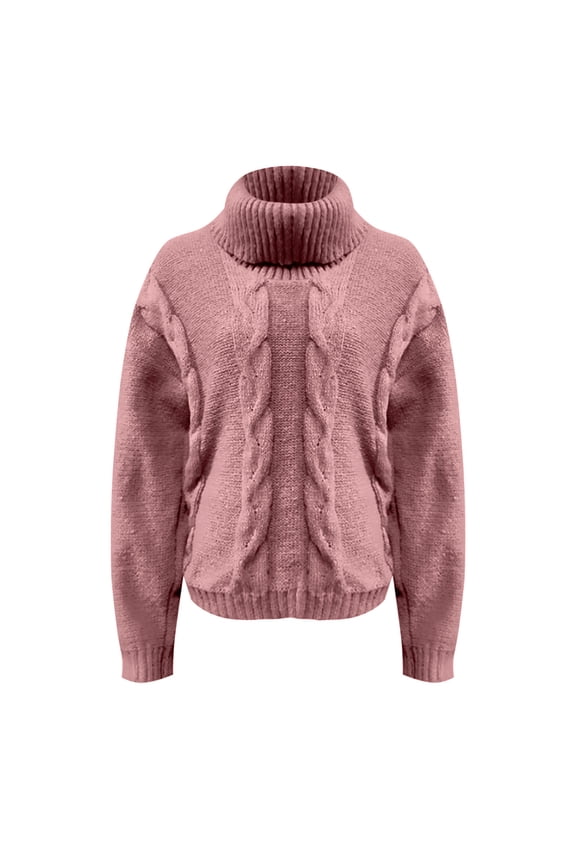 Sweaters for Women Trendy Autumn and Winter Lazy and Pure Color Loose Turtleneck Sweater Literary Retro Ladies Casual Comfort Sweater Tops Women's Sweaters Womens Tops Beige S