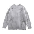 thumbnail image 1 of Duoif Sweaters for Women Trendy Retro Crew Neck Couple Pullover Men's and Women's Loose Lazy Thick Crew Neck Knitwear Women's Sweaters Womens Tops Grey XXXL, 1 of 8