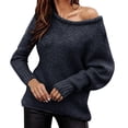 thumbnail image 1 of Duoif Sweaters for Women Trendy Women Casual Long Sleeve Fall Sweaters Crew Neck Solid Color Knitted Oversized Pullover Loose Fit Jumper Women's Sweaters Womens Tops B XL, 1 of 4