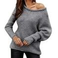thumbnail image 1 of Duoif Sweaters for Women Trendy Women Casual Long Sleeve Fall Sweaters Crew Neck Solid Color Knitted Oversized Pullover Loose Fit Jumper Women's Sweaters Womens Tops Grey L, 1 of 4