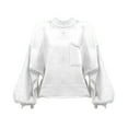 thumbnail image 1 of Duoif Sweaters for Women Trendy Women's 2025 Long Sleeve Crewneck Sweater Casual Solid Color Ribbed Hem Knitwear Pullover Cropped Women's Sweaters Womens Tops White XL, 1 of 5