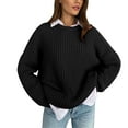 thumbnail image 1 of Duoif Sweaters for Women Trendy Women's Autumn and Winter New Casual Loose Outerwear Pullover Round Neck Long Sleeve Knitted Sweater Women's Sweaters Womens Tops Black M, 1 of 4