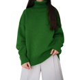 thumbnail image 1 of Duoif Sweaters for Women Trendy Women's Autumn and Winter New Neck Loose Versatile Solid Color Pullover Sweater Women's Sweaters Womens Tops Army Green M, 1 of 4