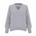 thumbnail image 1 of Duoif Sweaters for Women Trendy Women's Casual Long Sleeve Sweaters Choker Neck Cut Out Fall Pullover Sweaters Oversized Drop Shoulder Knit Tops Women's Sweaters Womens Tops Grey L, 1 of 9
