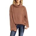 thumbnail image 1 of Duoif Sweaters for Women Trendy Women's Elegant Turtleneck Sweaters Oversized Long Sleeve Chunky Knit Sweater Fall Winter Casual Solid Pullover Tops Women's Sweaters Womens Tops Coffee XL, 1 of 5
