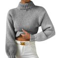 thumbnail image 1 of Duoif Sweaters for Women Trendy Women's Fashion Turtleneck Sweater Long Sleeve Knitted Casual Sweater Pullover Sweater Women's Sweaters Womens Tops Grey M, 1 of 2