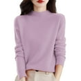 thumbnail image 1 of Duoif Sweaters for Women Trendy Women's Semi Turtleneck Sweater Long Sleeve Solid Color Pullover with A Base Shirt Autumn and Winter Warm Loose Sweater Women's Sweaters Pink M, 1 of 5
