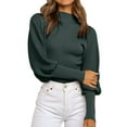 thumbnail image 1 of Duoif Sweaters for Women Trendy Womens High Collar Solid Color Long Sleeve Pullover Sweater Knit Thick Casual Tops Women's Sweaters Womens Tops Green L, 1 of 7