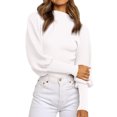 thumbnail image 1 of Duoif Sweaters for Women Trendy Womens High Collar Solid Color Long Sleeve Pullover Sweater Knit Thick Casual Tops Women's Sweaters Womens Tops White XL, 1 of 7