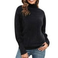 thumbnail image 1 of Duoif Sweaters for Women Trendy New Fall Pullover Turtleneck Plush Solid Color Sweater for Women, Women's Sweaters Black XL, 1 of 2