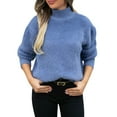 thumbnail image 1 of Duoif Sweaters for Women Trendy New Fall Pullover Turtleneck Plush Solid Color Sweater for Women, Women's Sweaters Blue XL, 1 of 2