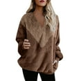 thumbnail image 1 of Duoif Sweaters for Women Trendy Women's Autumn and Winter V Neck Splicing Loose Long Sleeved Sweater Women's Sweaters Womens Tops Brown M, 1 of 4