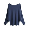 thumbnail image 1 of Duoif Sweaters for Women Trendy Women's Knitwear A Collar Batwing Sweater Pullover Loose Threaded Tops Women's Sweaters Womens Tops Dark Blue A, 1 of 7