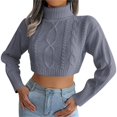 thumbnail image 1 of Duoif Sweaters for Women Trendy Women's Long Sleeved Floral Knitted Soft Pullover Short Sweater Women's Sweaters Womens Tops Grey M, 1 of 4