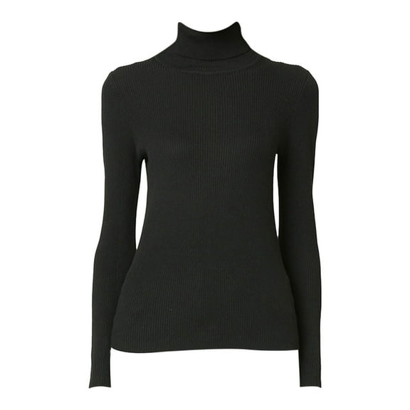 Duoif Sweaters for Women Trendy Women's Ribbed Slim Fit Lightweight Long Sleeve Turtleneck Sweater Women's Sweaters Womens Tops Black M